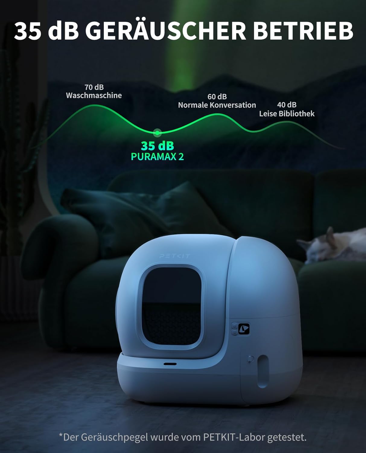 PETKIT Pura Max 2 Selbstreinigende Katzentoilette, 76L Katzenklo Selbstreinigend,xSecure,Geruchsbeseitigung,App-Steuerung,Große Fassungsvermögen,für Mehrere Katzen(Deo und Sandkissen Frei, mit N50)